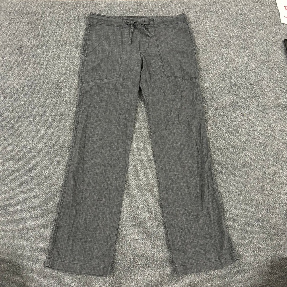 prAna Pants Womens Size S Gray Hemp Blend Straight Leg Casual Outdoor Drawstring